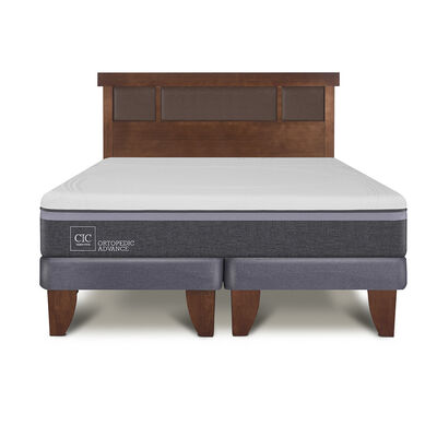 Imagen 1 del producto Cama Europea CIC Base Dividida 2 Plazas Ortopedic Advance + Respaldo Dublin Caramelo