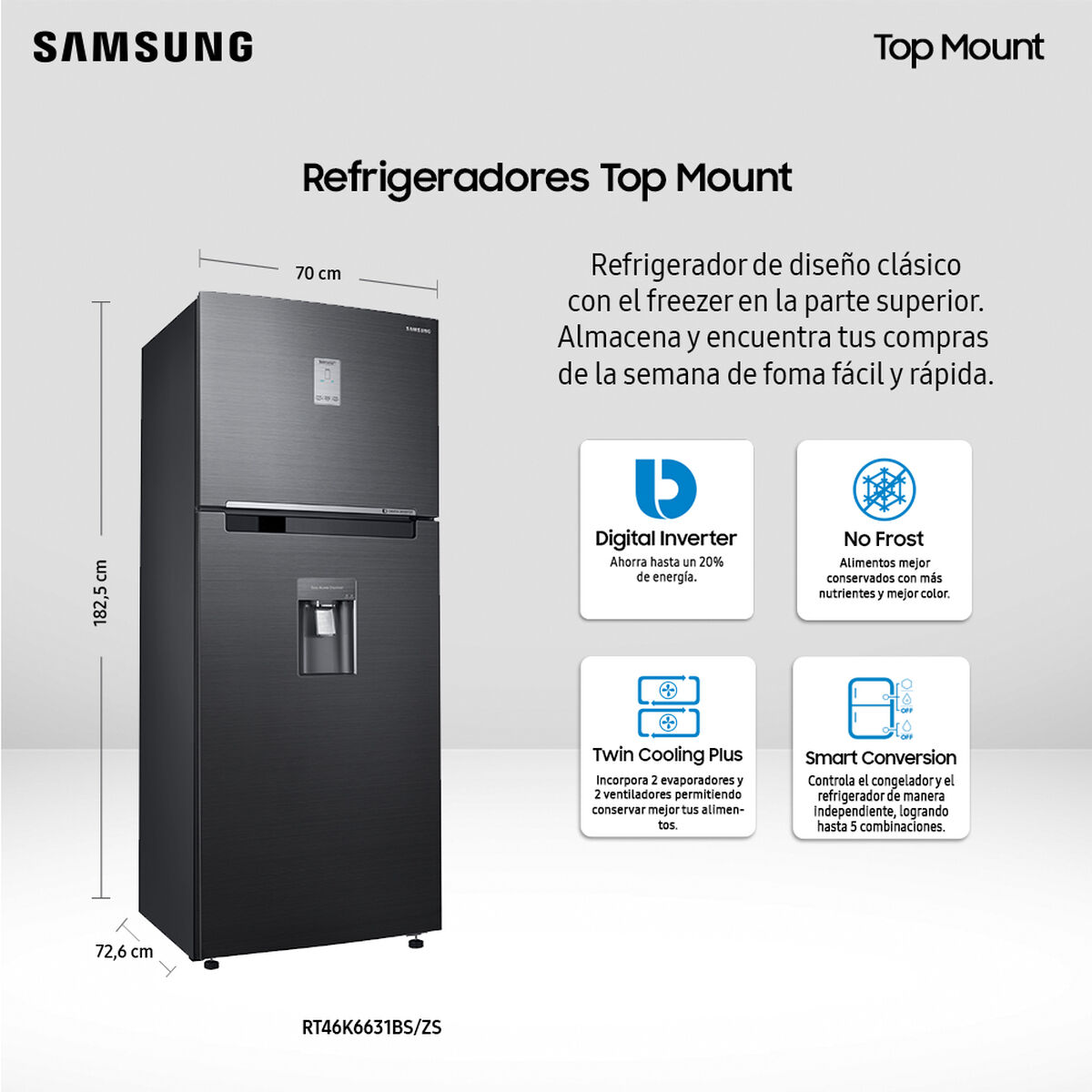 Refrigerador No Frost Samsung RT46K6631BS/ZS 452 lt