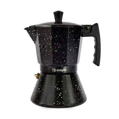 Cafetera Italiana Granito Aluminio Simplit Negro 4 Tazas