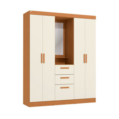 Closet Roca Goias 5 Puertas 2 Cajones Canela Blanco