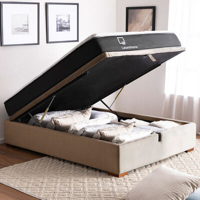 Cama Baúl Latam Home Full Colchón New Top Beige + 2 Almohadas