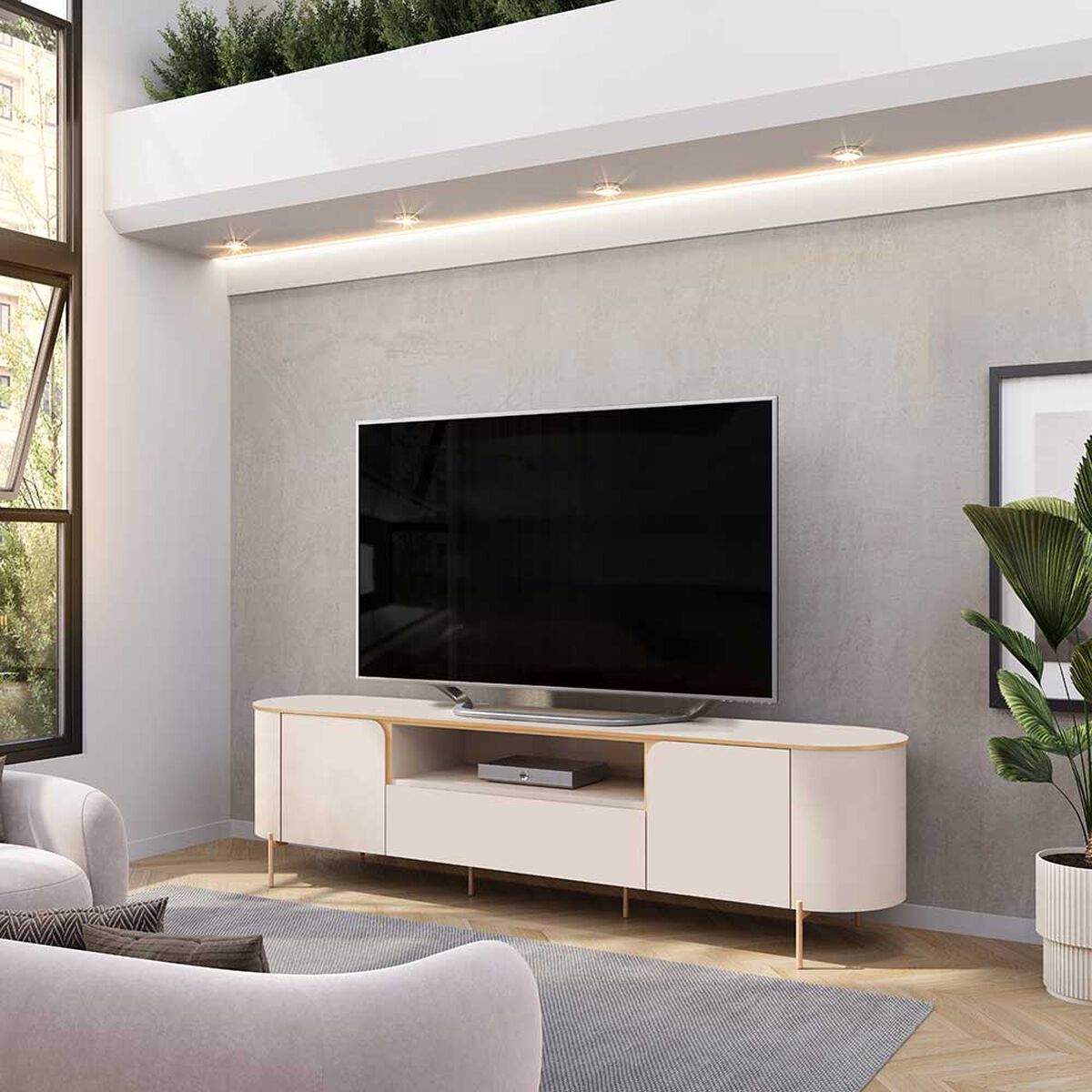 Rack TV Vekkahome Areta Hasta 75" Beige