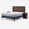 Cama Europea Rosen 2 Plazas Indie + Respaldo + 2 Veladores Rachel