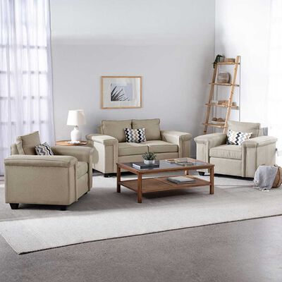Juegos de Living Mons Sicilia Sofá 2 Cuerpos + Dos Sillones 1 Cuerpo Beige