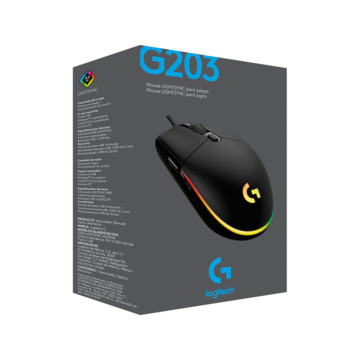 Mouse Gamer Logitech G203 USB Negro