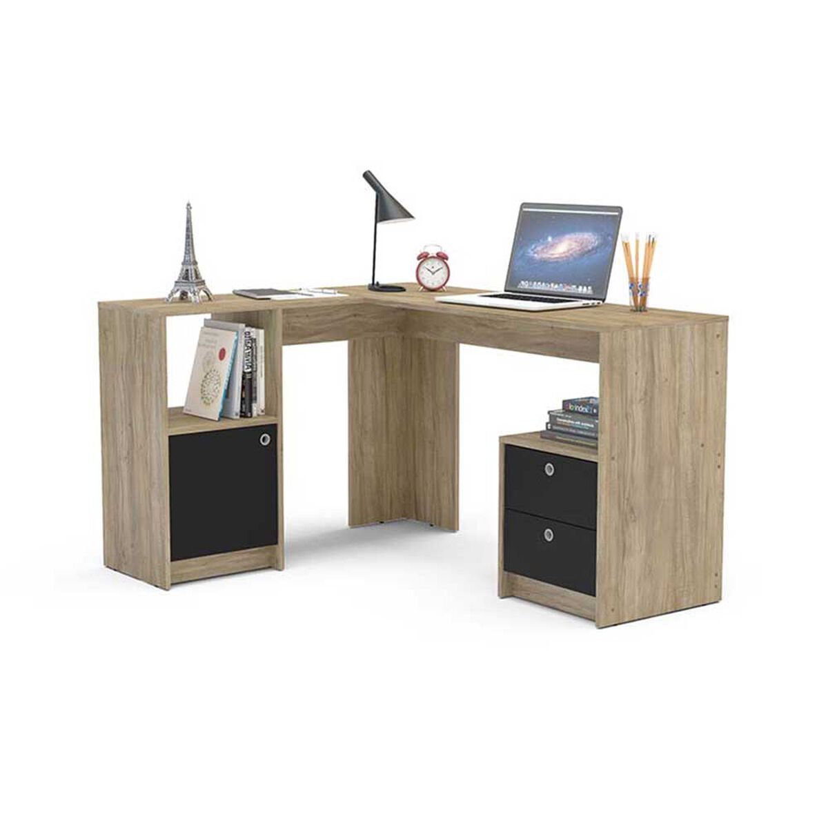 Escritorio Vekkahome Llaima Café Claro Negro