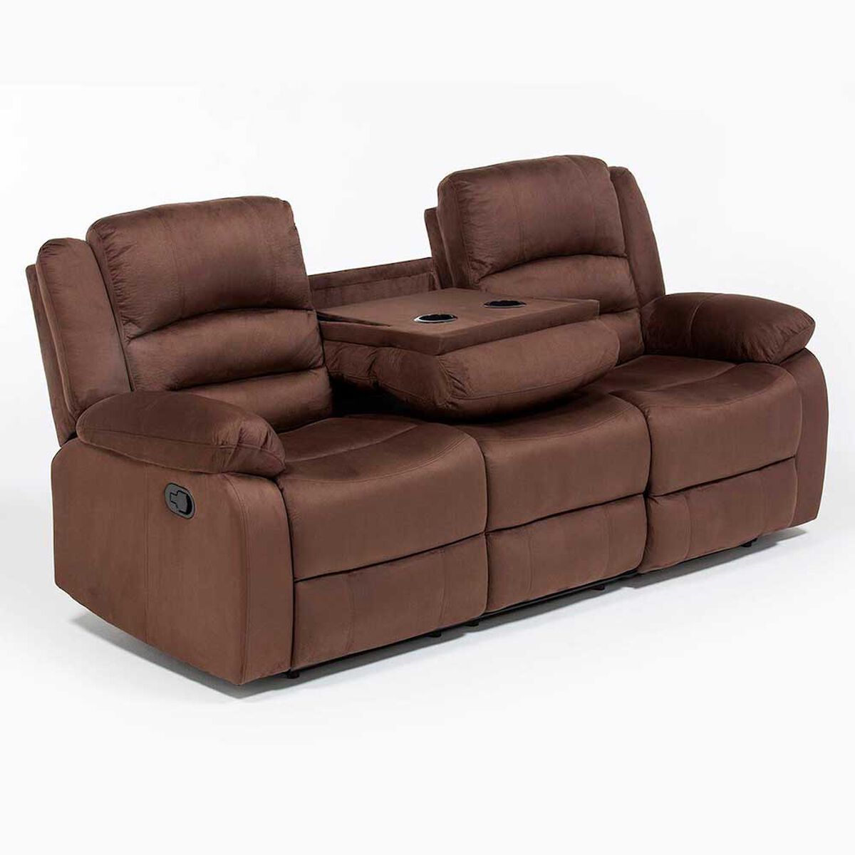 Juego de Living Reclinable Daniels Sof&aacute; 3 Cuerpos + 2 Bergers Martell Caf&eacute;