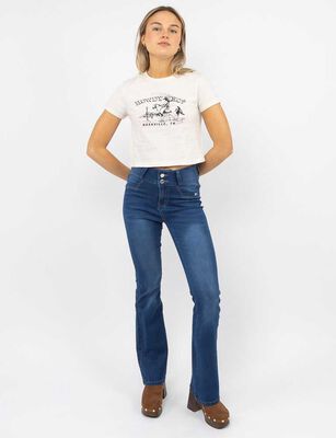 Imagen 2 del producto Polera Con Estampado Manga Corta Mujer Icono Blanca, Cafe