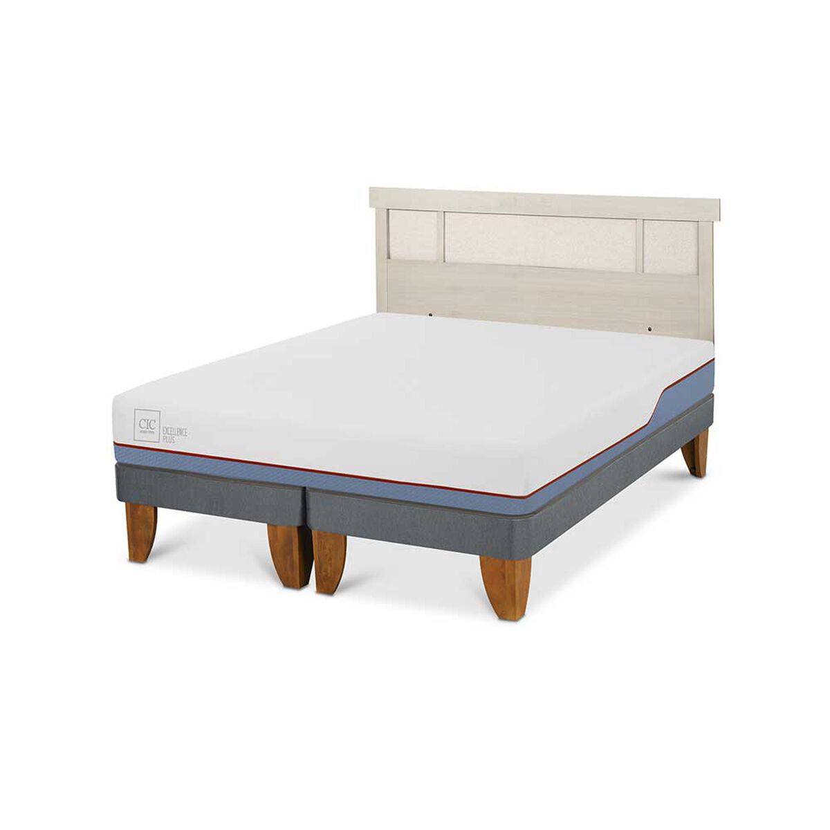 Cama Europea CIC Base Dividida 2 Plazas Excellence Plus + Respaldo Dublin Alpino