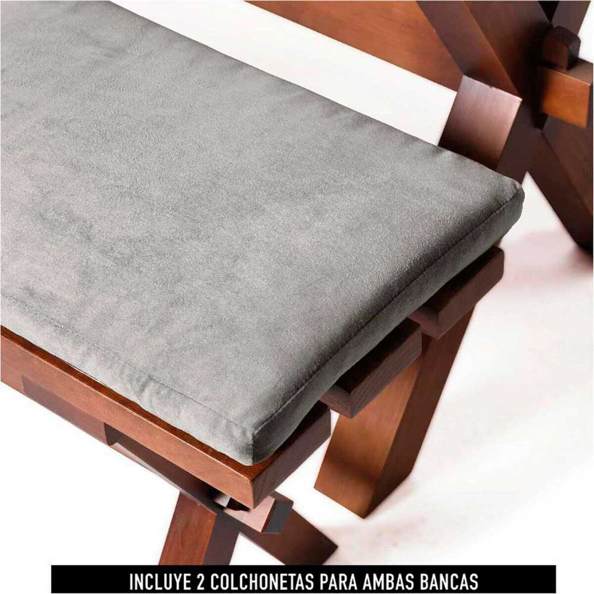 Juego de Comedor Latam Home Sevilla Segovia 2 Sillas + 2 Bancas Velvet Gris