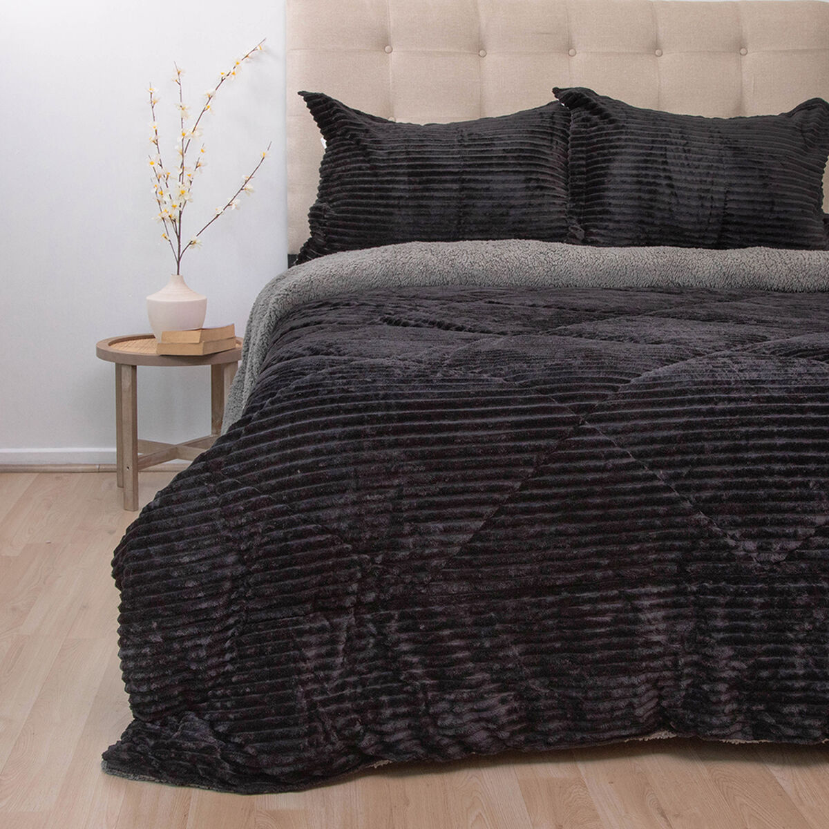 Cubrecama Doral Super King Negro Cotelón