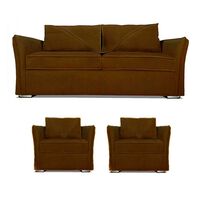 Juego de Living Elegant Detail Atlanta Sofá 3 Cuerpos + Dos Sillones 1 Cuerpo Café