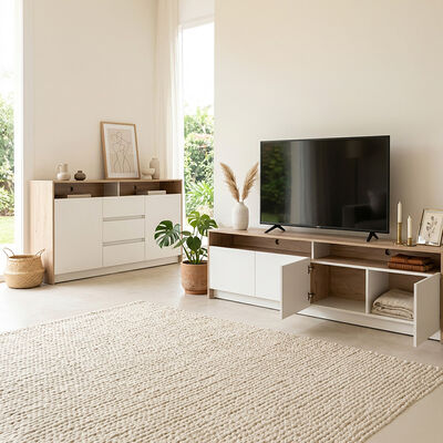 Rack TV Colb&uacute;n + Buffet CIC Olmo Blanco