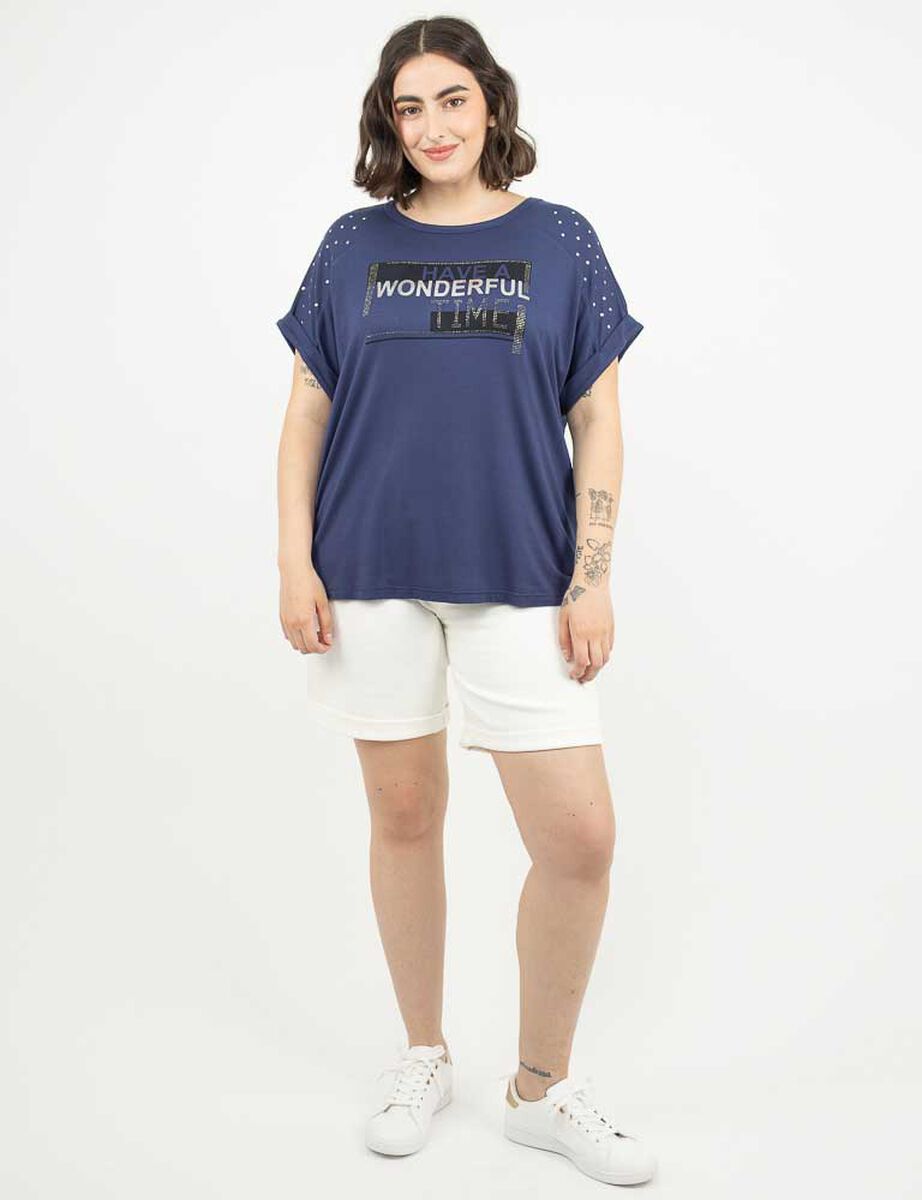 Polera Con Estampado Manga Corta Mujer Extralindas