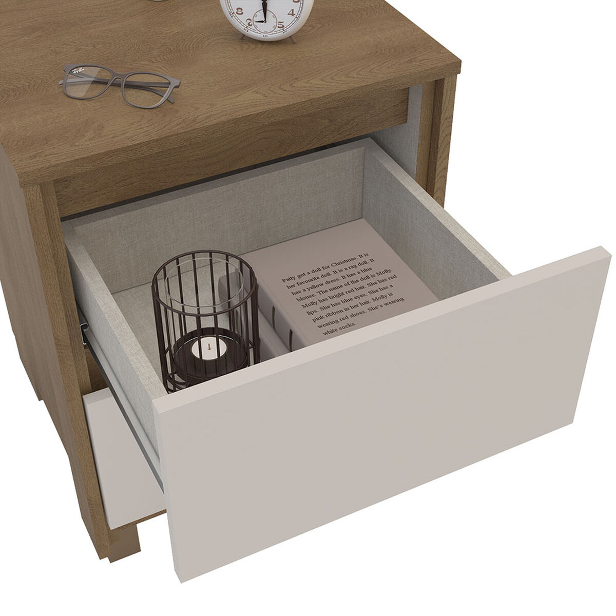Velador Vekkahome Coimbra 2 Cajones Café