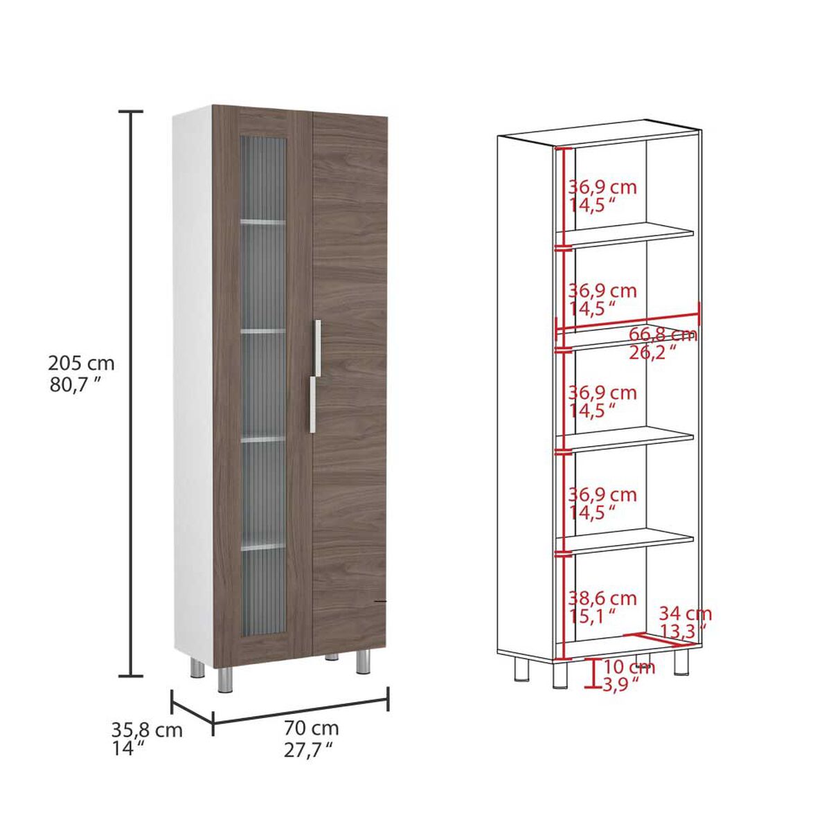 Alacena TuHome Fendi 4 Puertas Blanco Castaño