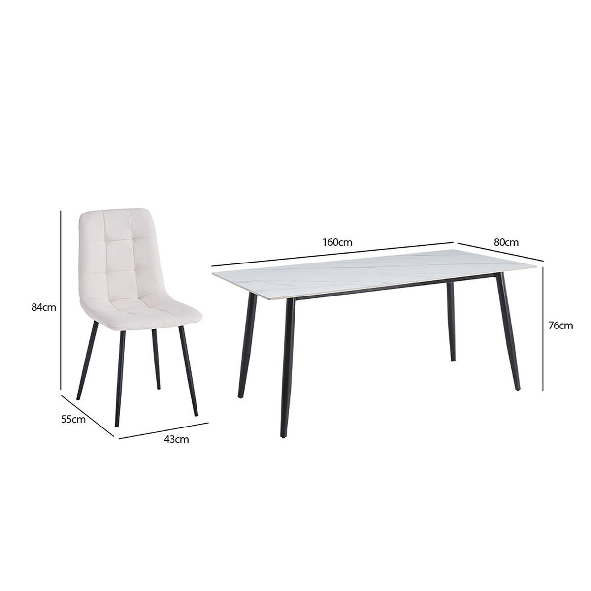 Juego de Comedor Vekkahome Gala Lyon 6 Sillas Blanco