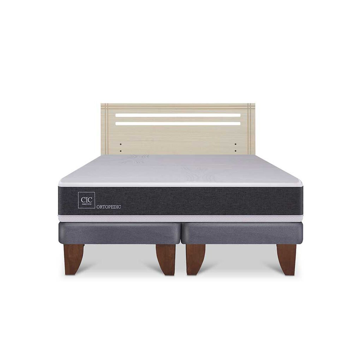 Cama Europea CIC Base Dividida King Ortopedic + Respaldo Dublin Alpino
