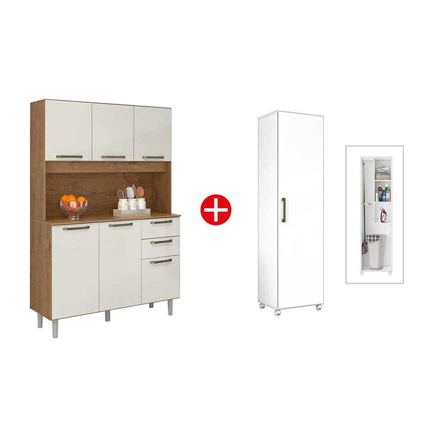 Combo Mueble de Cocina Casanova Pop 3 Cajones 6 Puertas + Mueble Alacena Casanova Service Master 1 Puerta