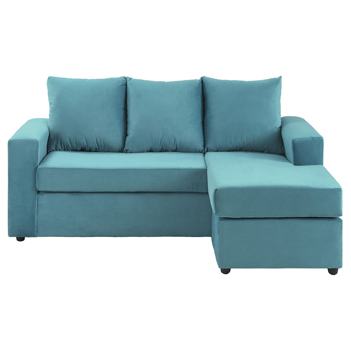 Sofá Seccional Bodevir Cali 3 Cuerpos + 2 Pouf Turquesa