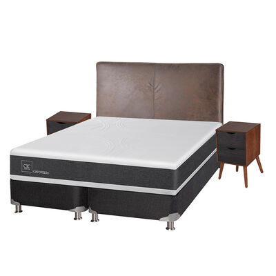 Imagen 2 del producto Box Spring CIC Base Dividida King New Ortopedic + Respaldo + 2 Veladores Baker
