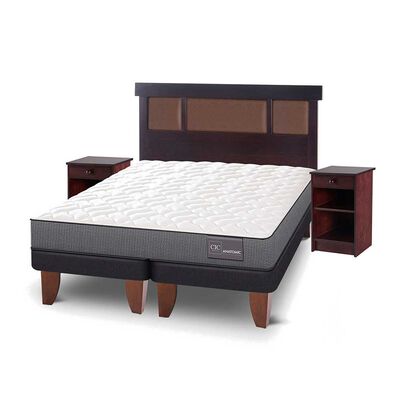 Imagen 2 del producto Cama Europea CIC Base Dividida 2 Plazas Anatomic + Respaldo + 2 Veladores New Dublin Chocolate