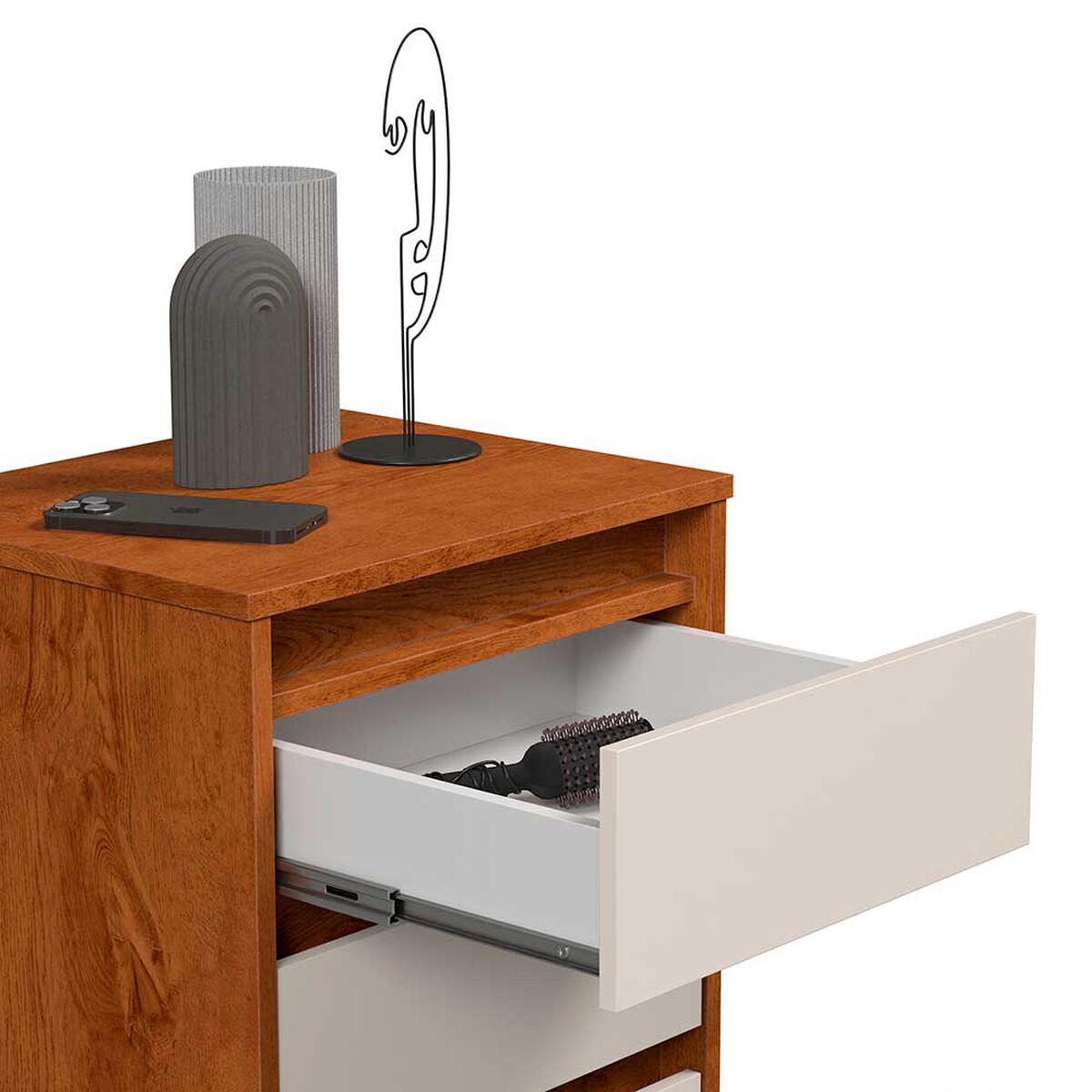 Velador Casanova Wood 3 Cajones Brown