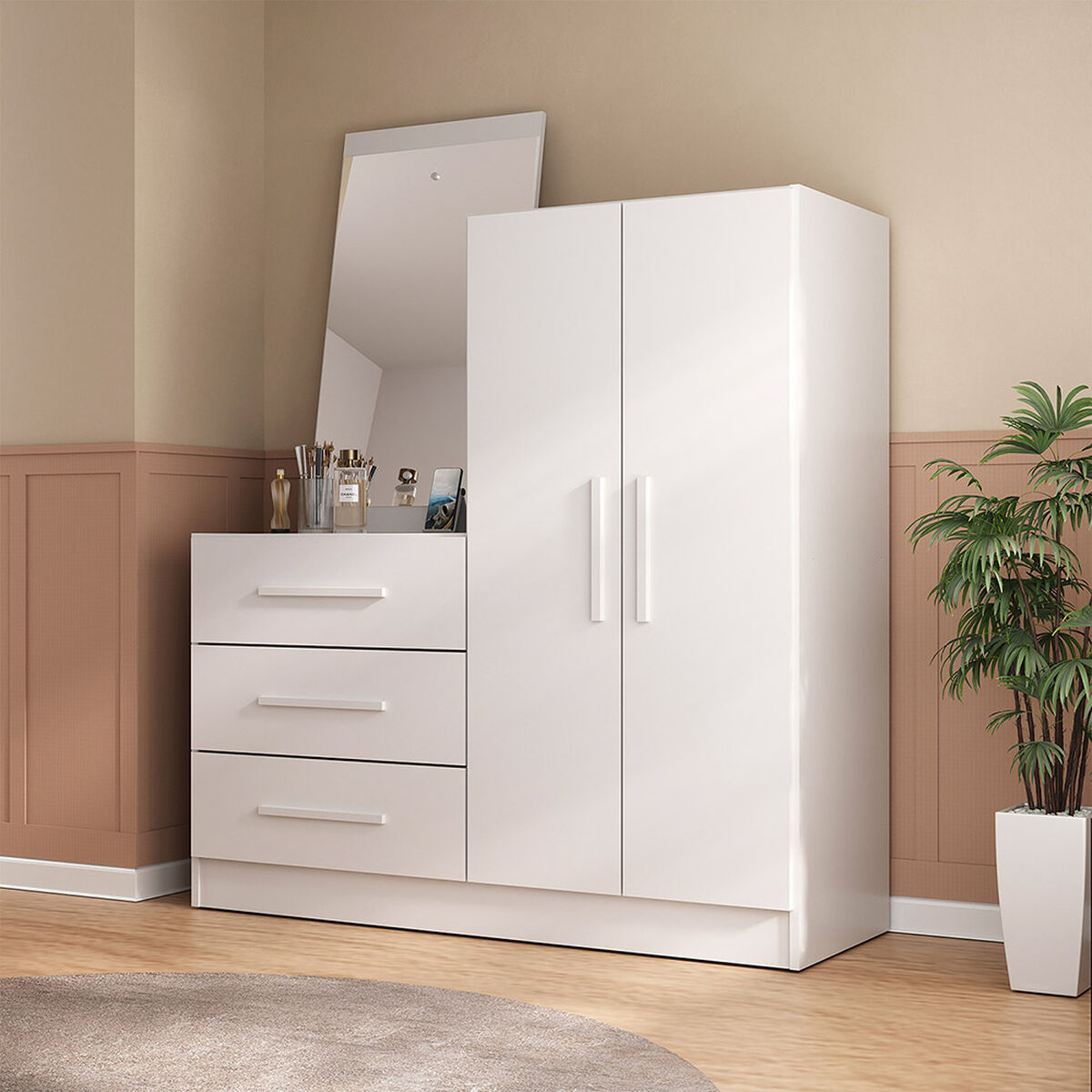 C&oacute;moda Di Poretti Design Duna 3 Cajones 2 Puertas Blanco