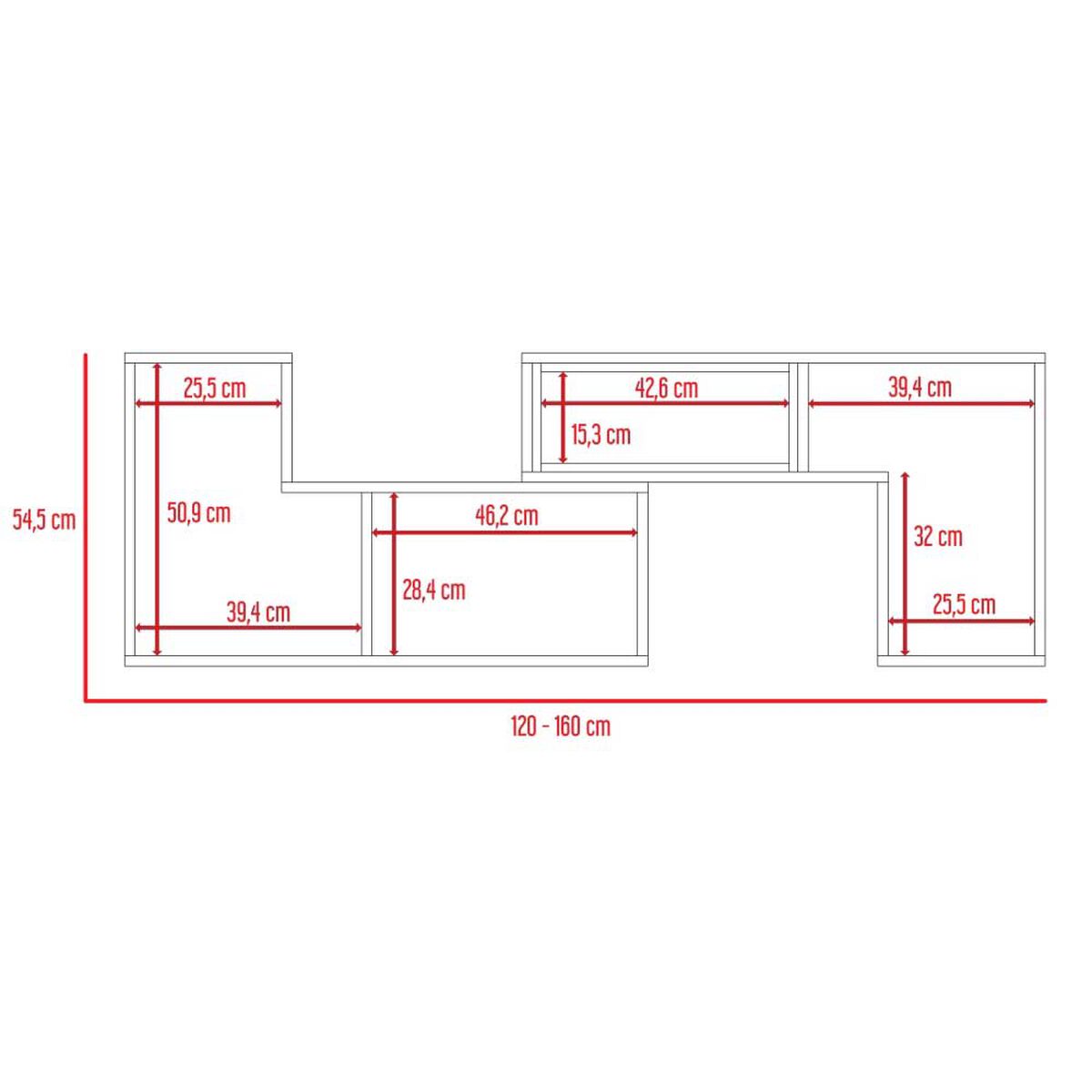Combo Bar Esquinero + Rack TV40 Extensible TuHome Beijing Wengue Blanco