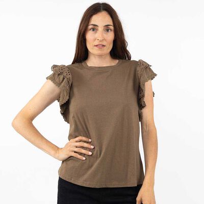 Polera Vuelos Manga Corta Mujer Portman Club Verde