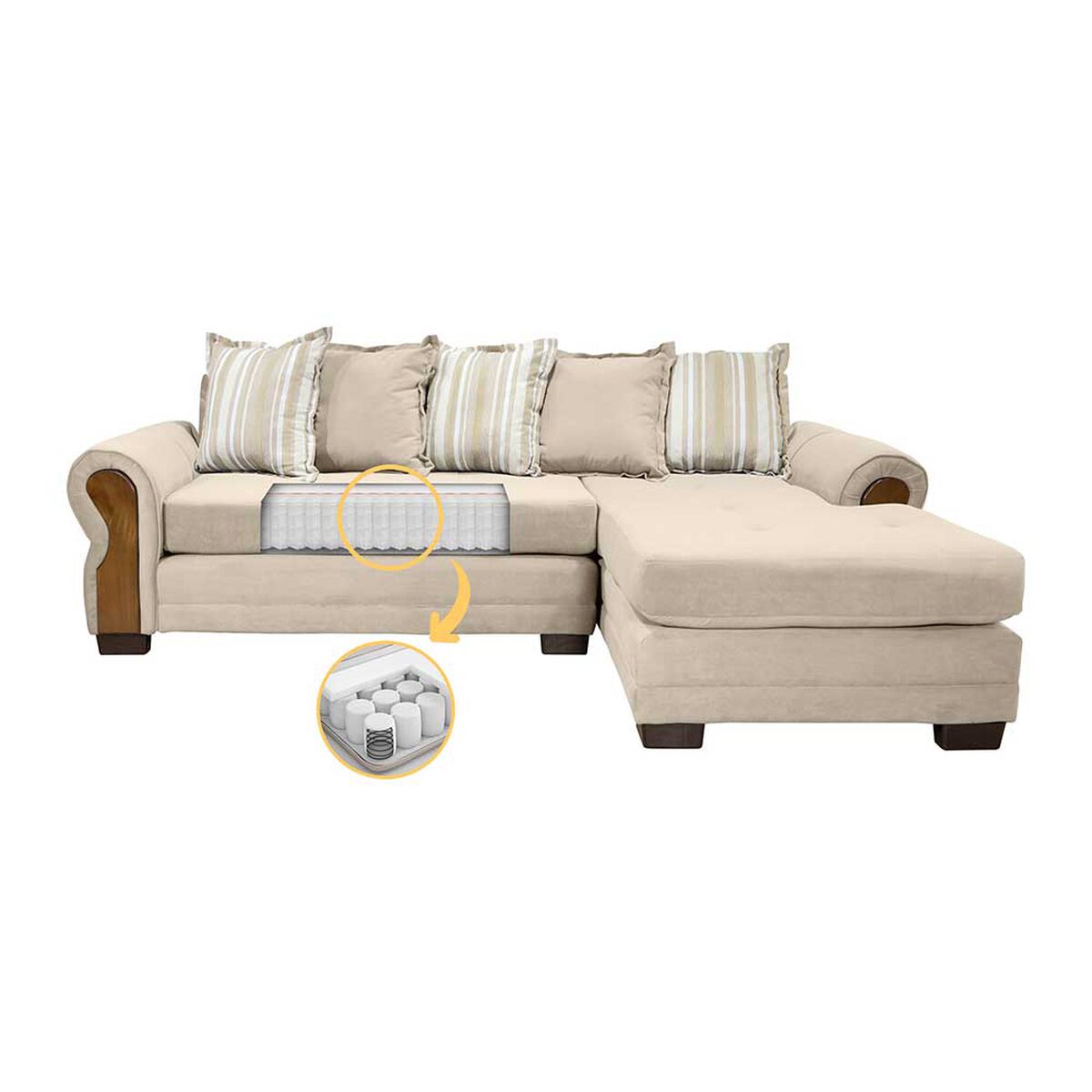 Sofá Seccional Living Factory Arizona 4 Cuerpos Beige