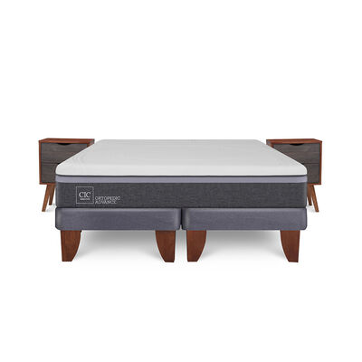 Imagen 1 del producto Cama Europea CIC Base Dividida 2 Plazas Ortopedic Advance + 2 Veladores Niger