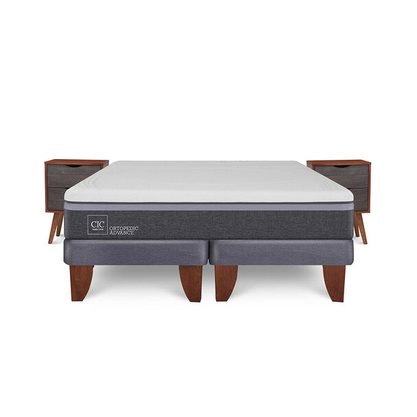 Cama Europea CIC Base Dividida 2 Plazas Ortopedic Advance + 2 Veladores Niger