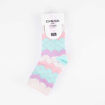 Imagen 1 del producto Pack 3 Calcetin Largo de Algodón Niña Chess Coral