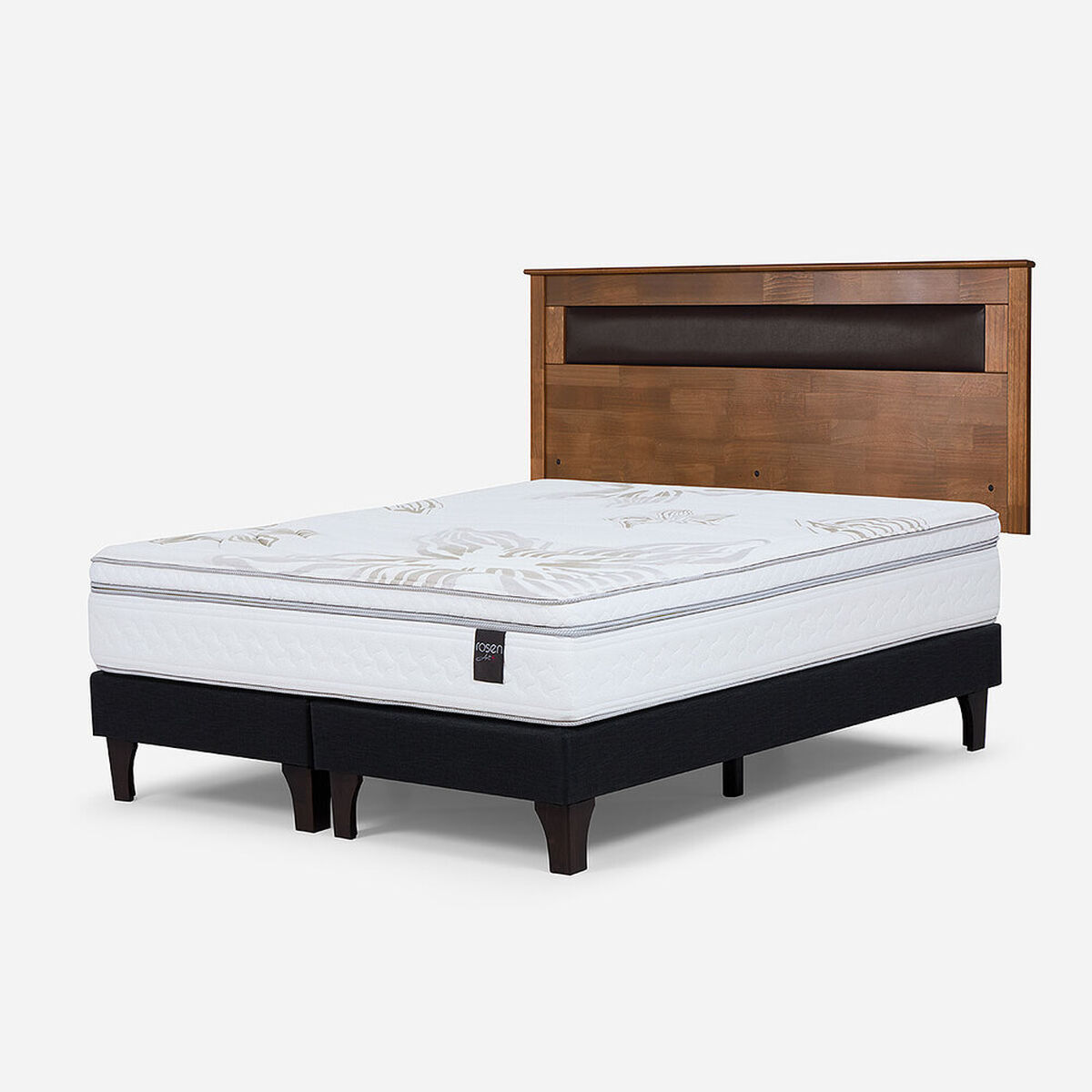 Cama Europea Rosen King Art 4 + Respaldo Ferrara Chocolate