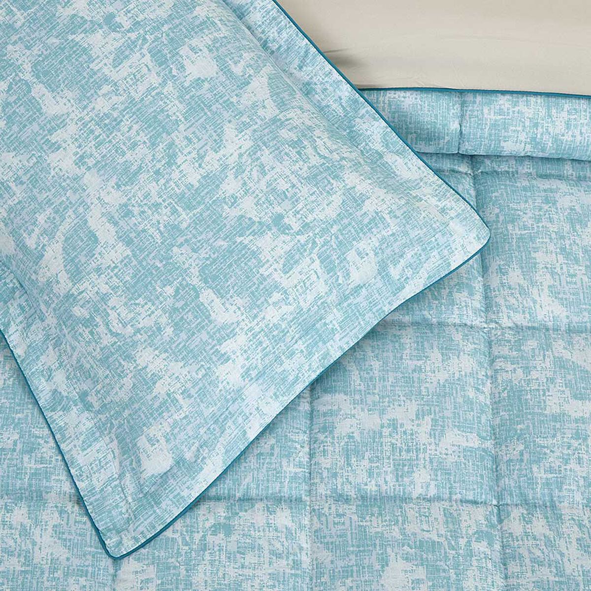 Plumón Estampado Casa Linda 2 Plaza Print Bella Turquesa Beige