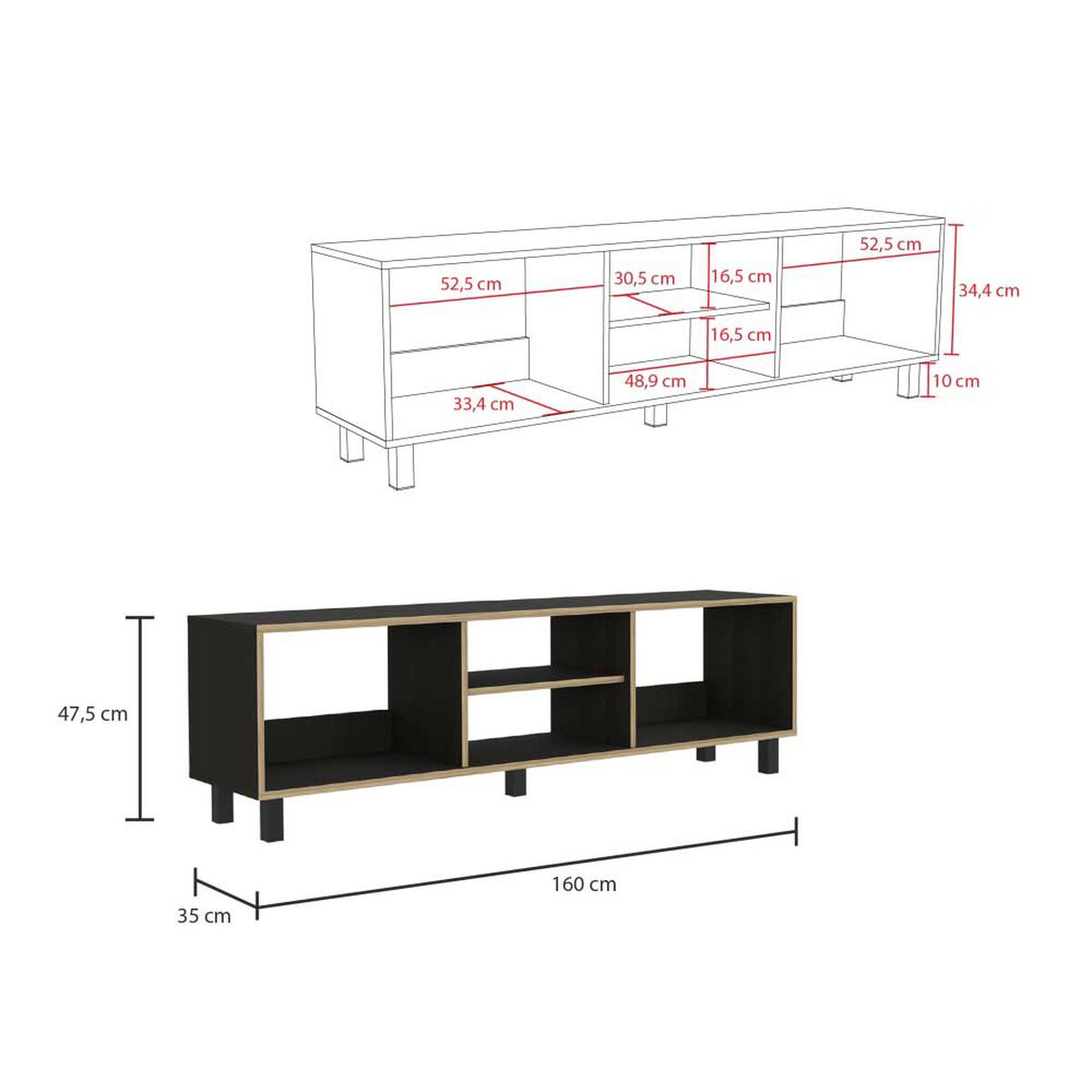 Combo Rack TV65 + Biblioteca TuHome Nomik Wengue Duna