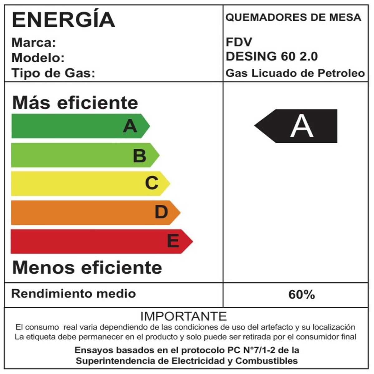 Encimera a Gas FDV Design 60 2.0 NAT 4 Quemadores