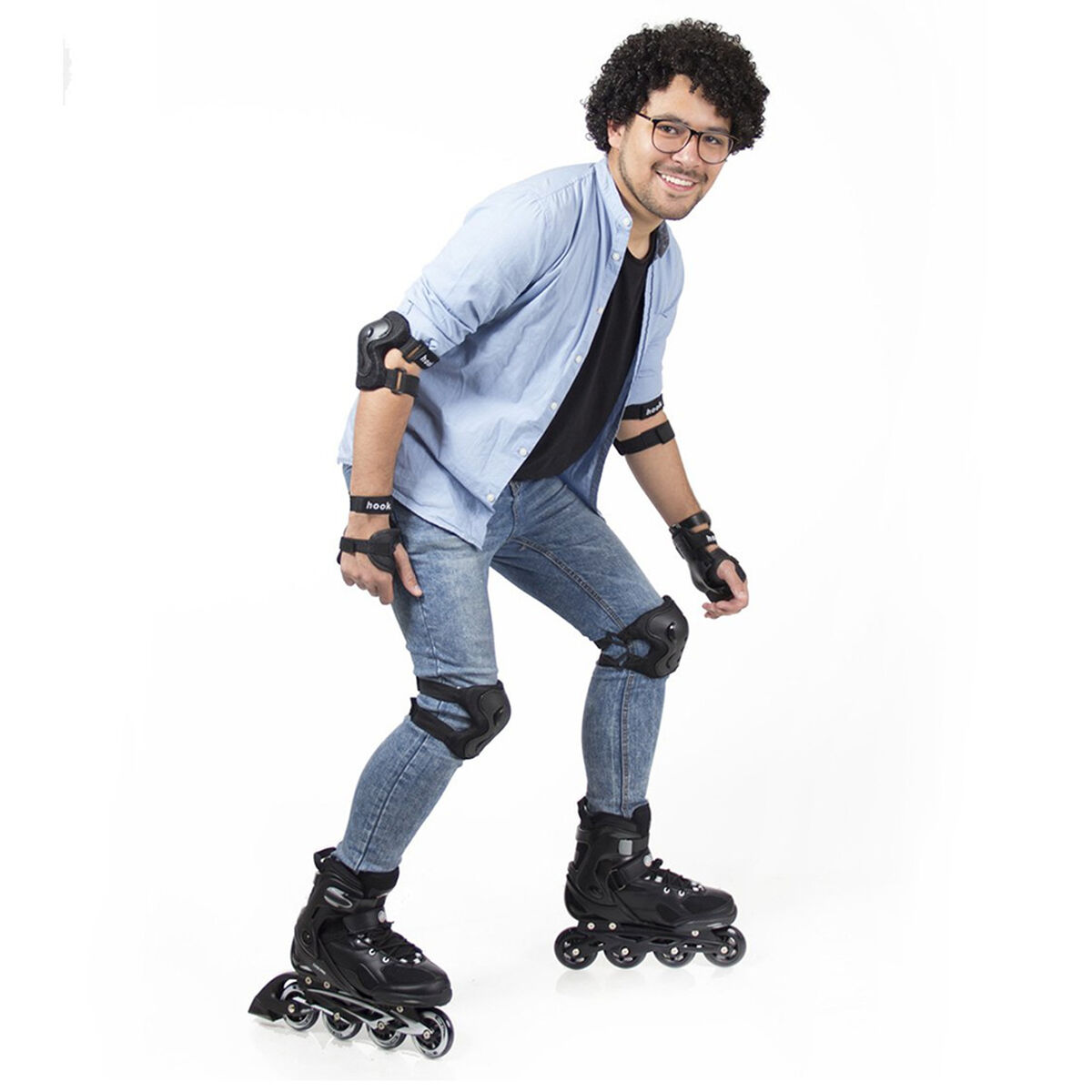 Patines Roller en línea Fitness Adulto Negro Talla S Hook