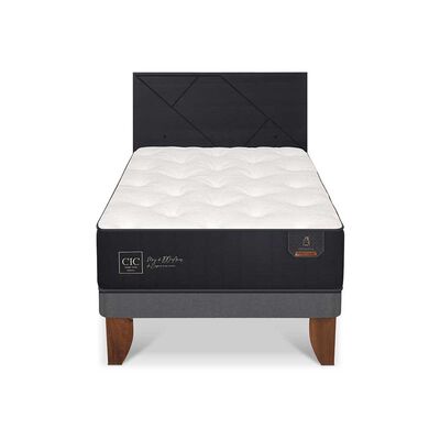 Cama Europea CIC 1,5 Plazas Premium + Respaldo Villarrica Negro