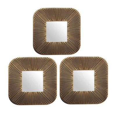 Imagen 2 del producto Set 3 Espejos Plástico Vgo para Colgar Cuadrado 25 cm Negro