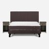 Cama Europea Rosen 2 Plazas Ergo T + Respaldo Caf&eacute; + 2 Veladores Grafito