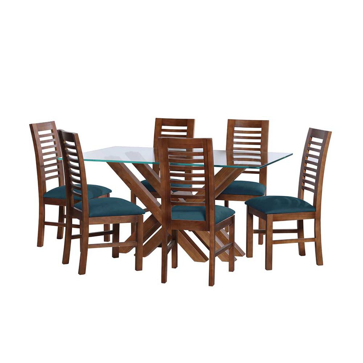 Juego de Comedor Latam Home Merida 6 Sillas Azul Petr&oacute;leo