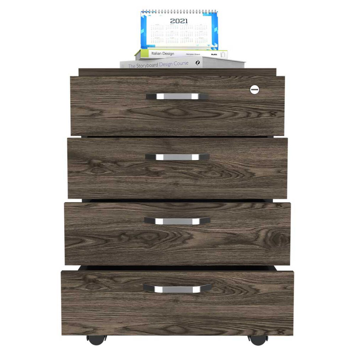 Mueble Archivador TuHome Home Office 4 Cajones Negro Soft Coñac