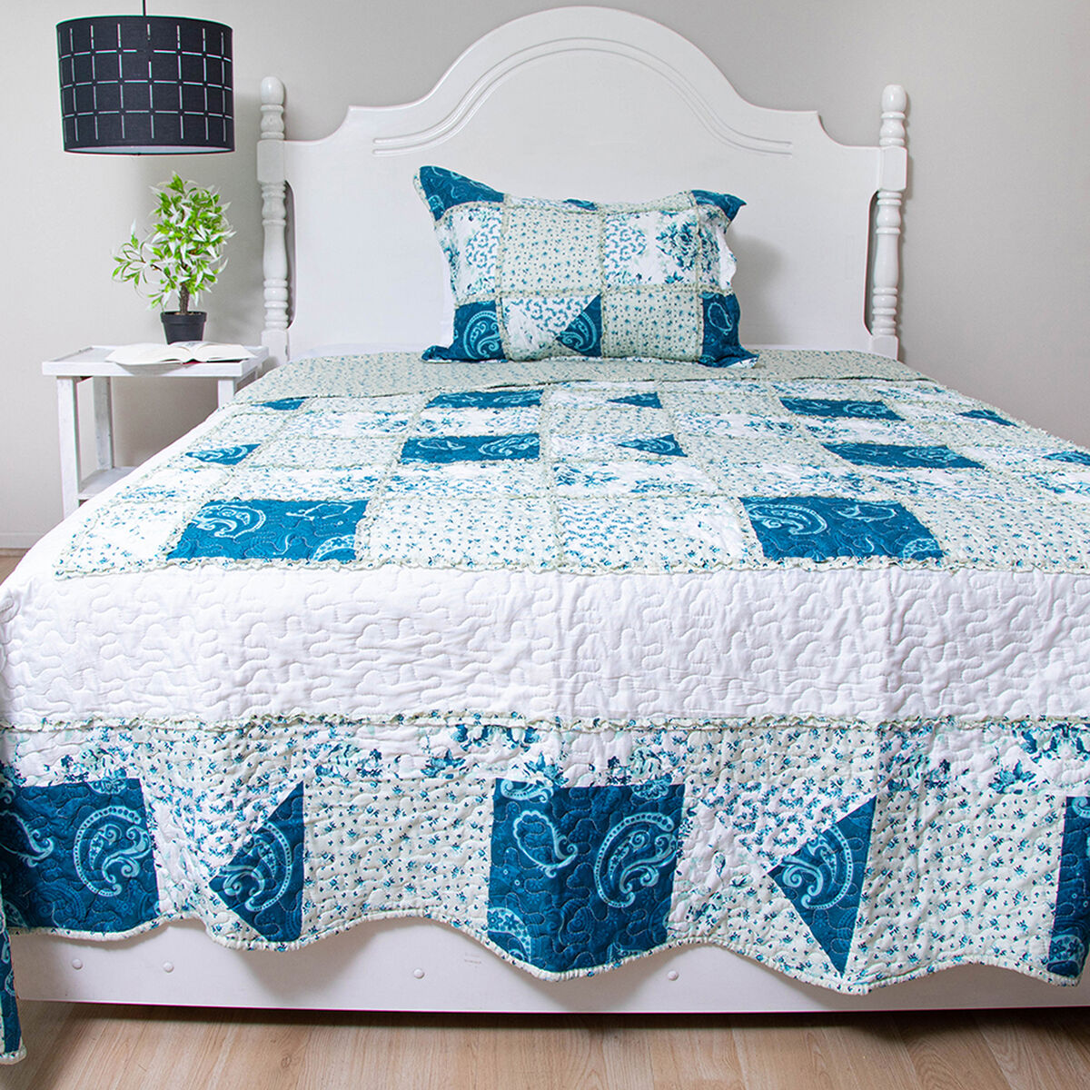 Quilt Doral Patchwork con Aplicación Deluxe Compose D5 1,5 Plazas