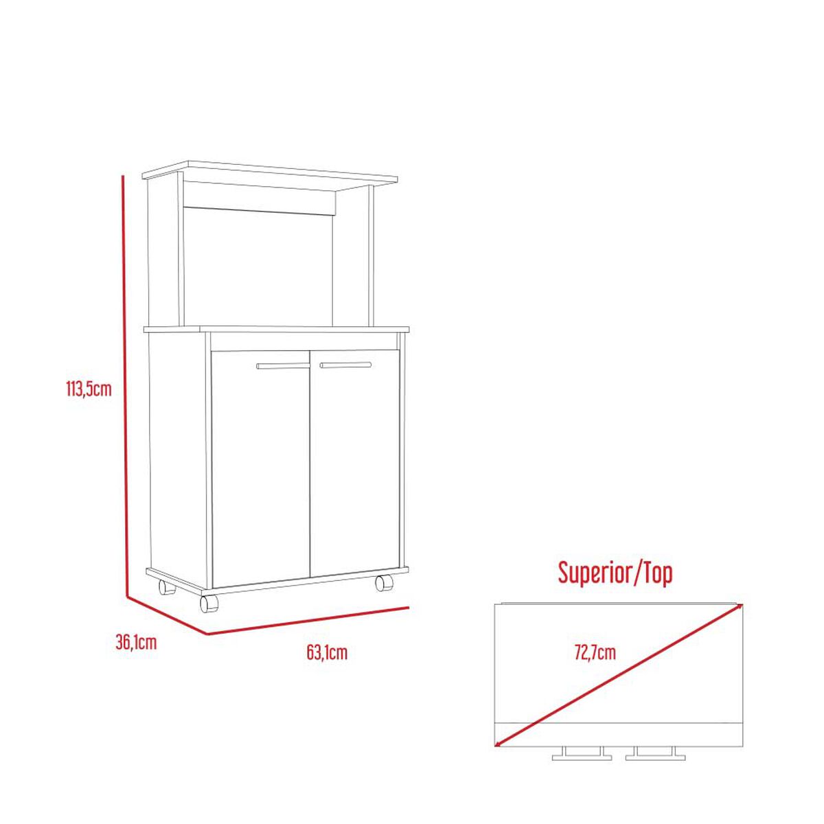 Combo Mueble Superior + Mueble Microondas + Mueble Inferior TuHome Manchester Blanco