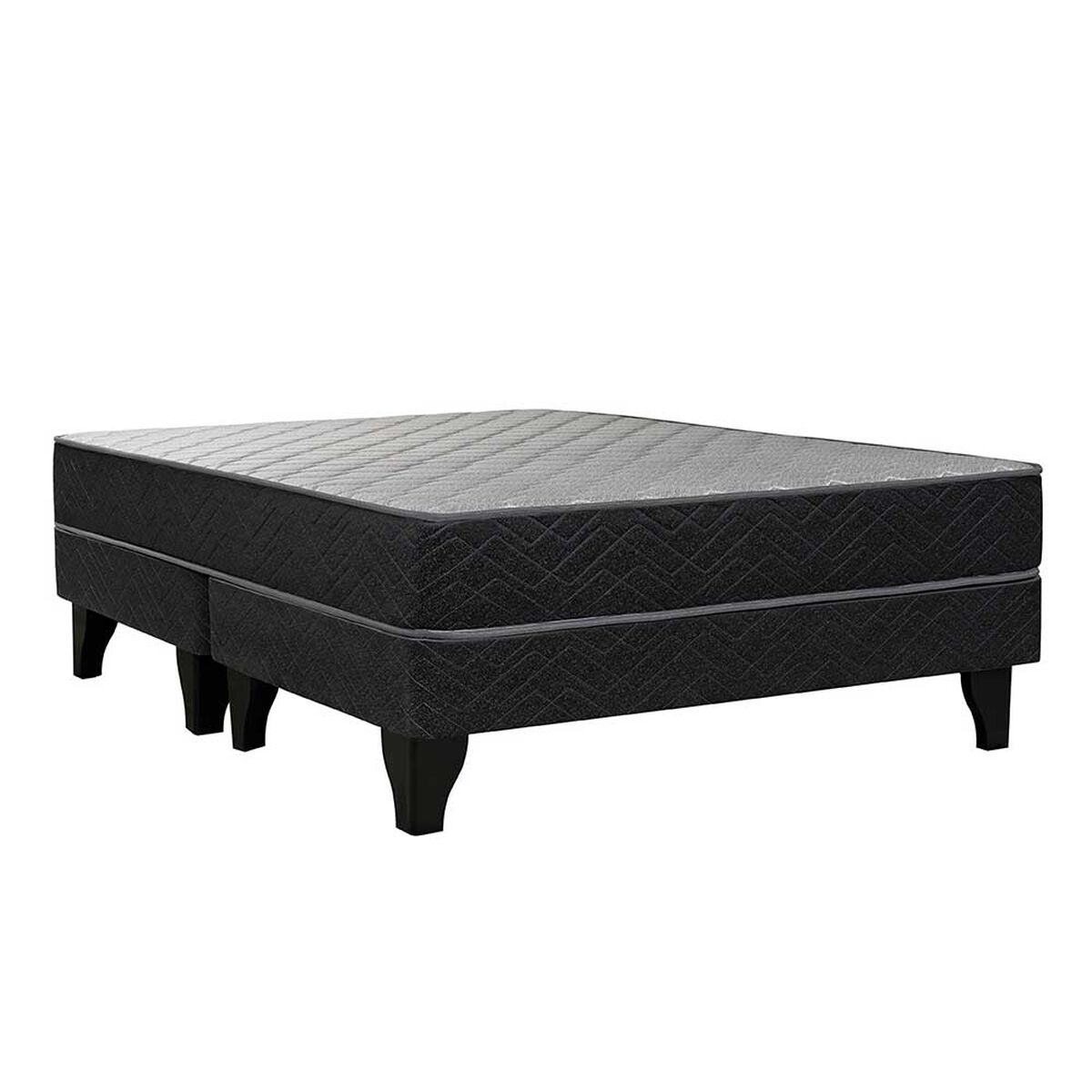 Combo Celta Cama Europea 2 Plazas New Atlantis Base Dividida 190 x 150 cm + Respaldo + 2 Veladores Casanova 2 Plazas Nogal + Calientacamas Kioto CY2 2 Plazas