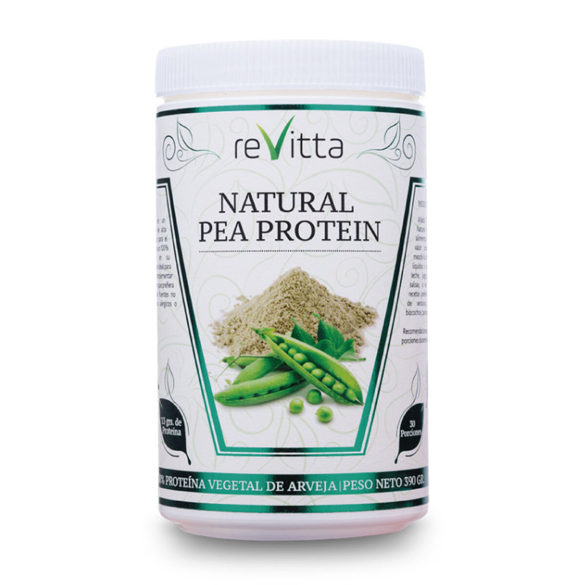 Proteína Vegana De Arveja Natural Pea Protein Revitta 390 Grs. 30 Servicios