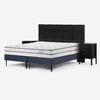 Cama Europea Rosen Base Dividida 2 Plazas Autonomy + Respaldo + 2 Veladores Issey Grafito