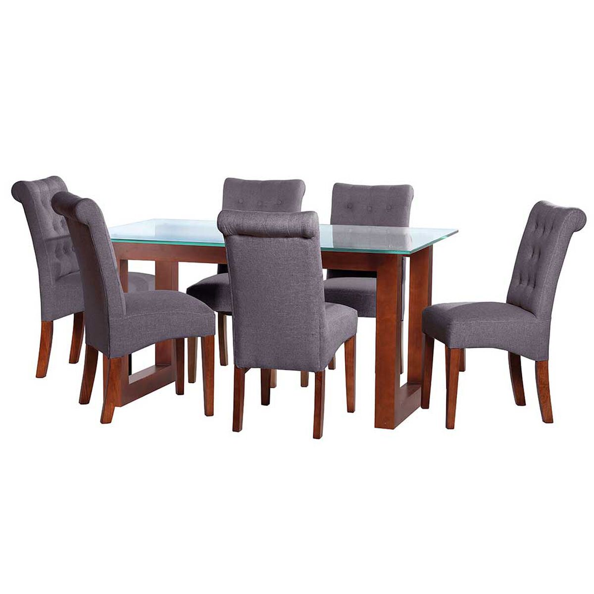Juego de Comedor Latam Home Pamplona Girona 6 Sillas PU Chocolate